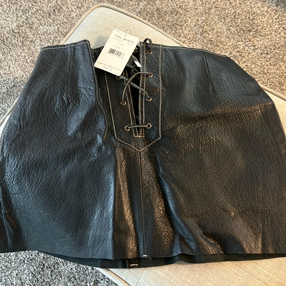 Free people leather mini skirt